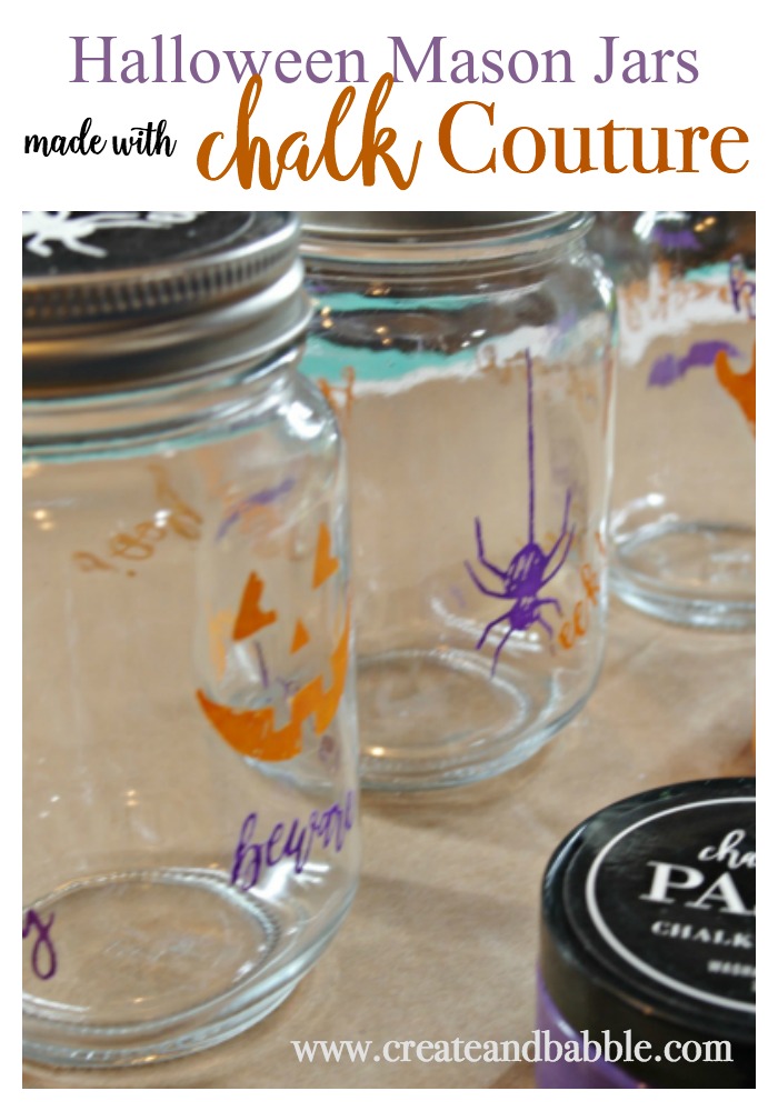 easy to make Halloween Mason jars using Chalk Couture