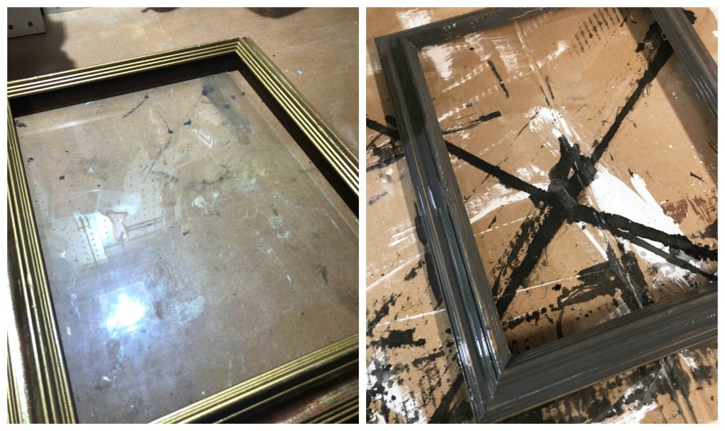 Before and after of thrift store picture frame