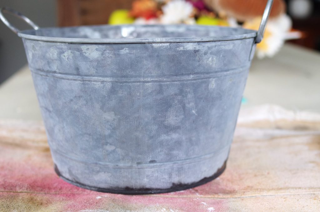 how to make a new metal bucket look old