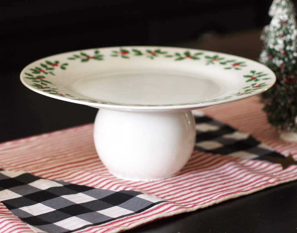 DIY Pedestal Plates made with items from Dollar Tree