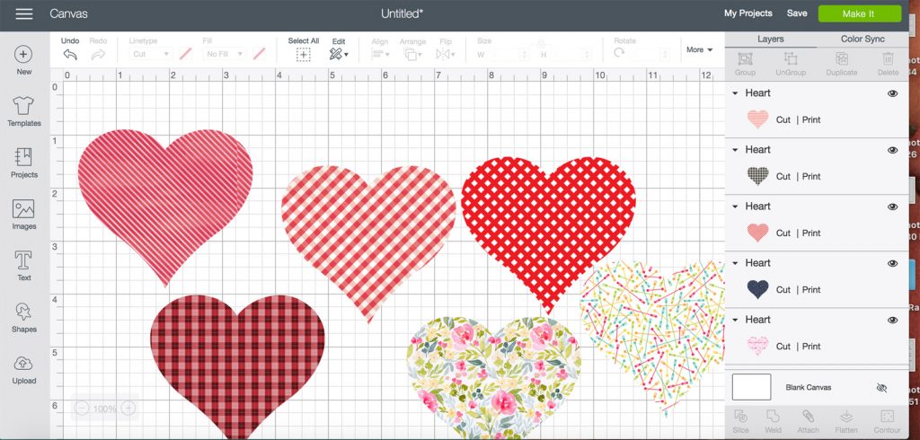 Print Then Cut Patterned Paper Heart Banner made with Cricut