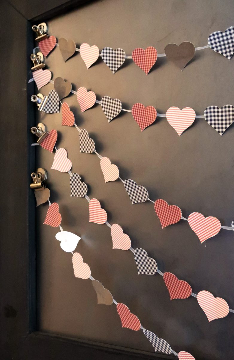 Print Then Cut Patterned Paper Heart Banner made with Cricut